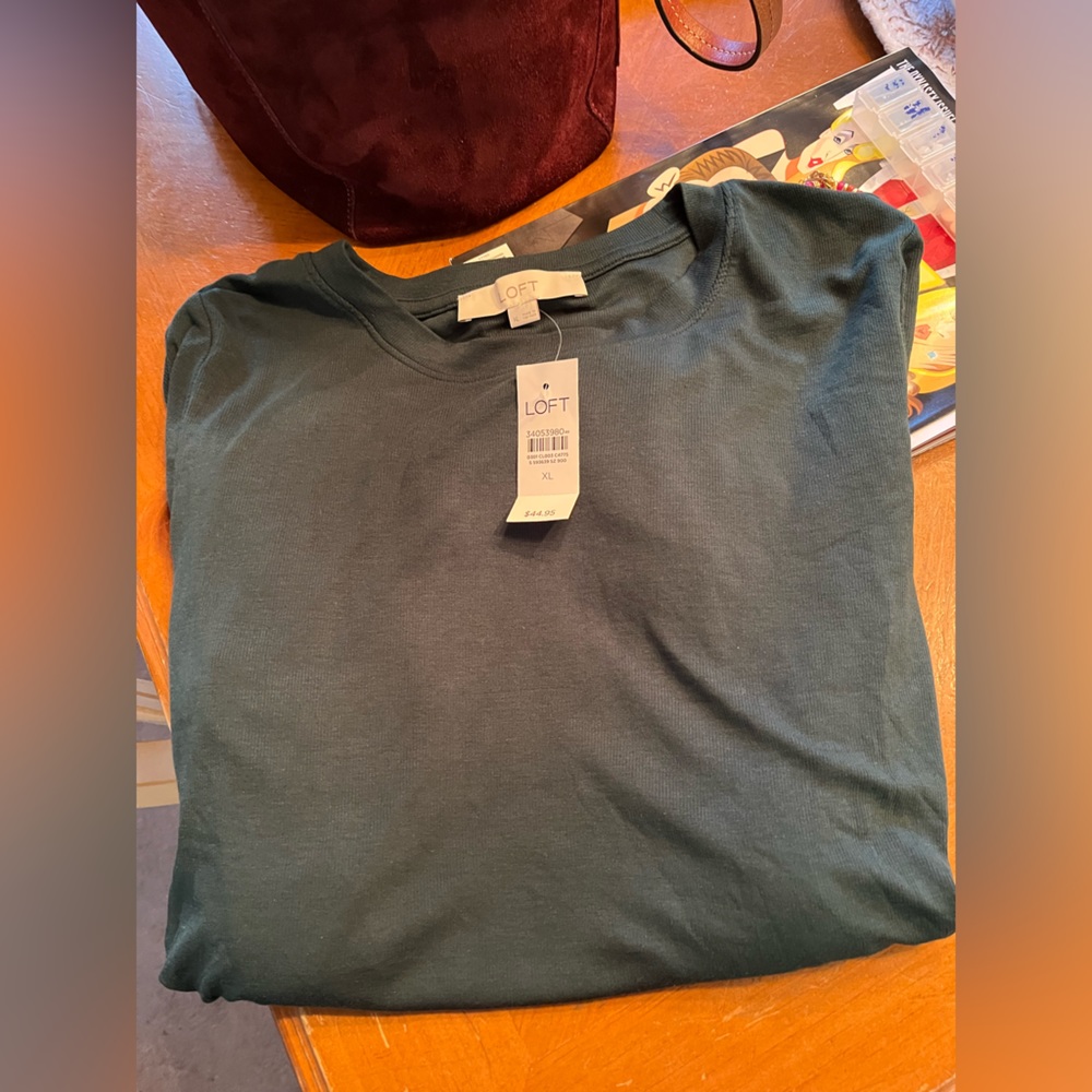 LoftLongLift sleeve knit blend top. Loft. Size XL. Green jersey - Picture 3 of 4